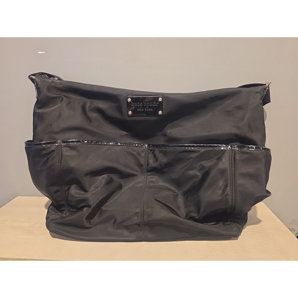 Kate Spade New York‎ Black Tote Bag Nylon Zipper Pockets Large Tote Shoulder